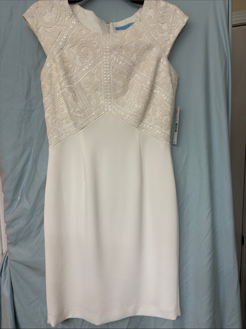 Sleeveless Ivory Lace-Top Sheath Dress NWT Antonio  Melani size 6